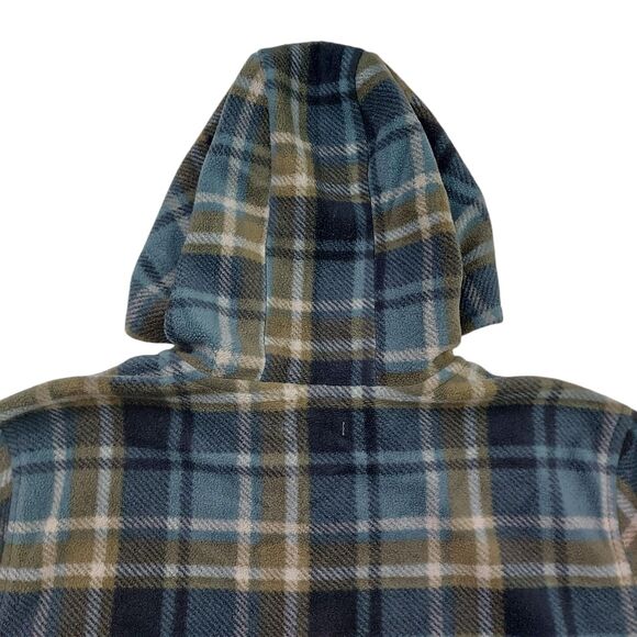 O'Neill Hooded Fleece Sweatshirt Womens Large Green Plaid 1/2 Zip Warm Outdoor - Picture 9 of 12